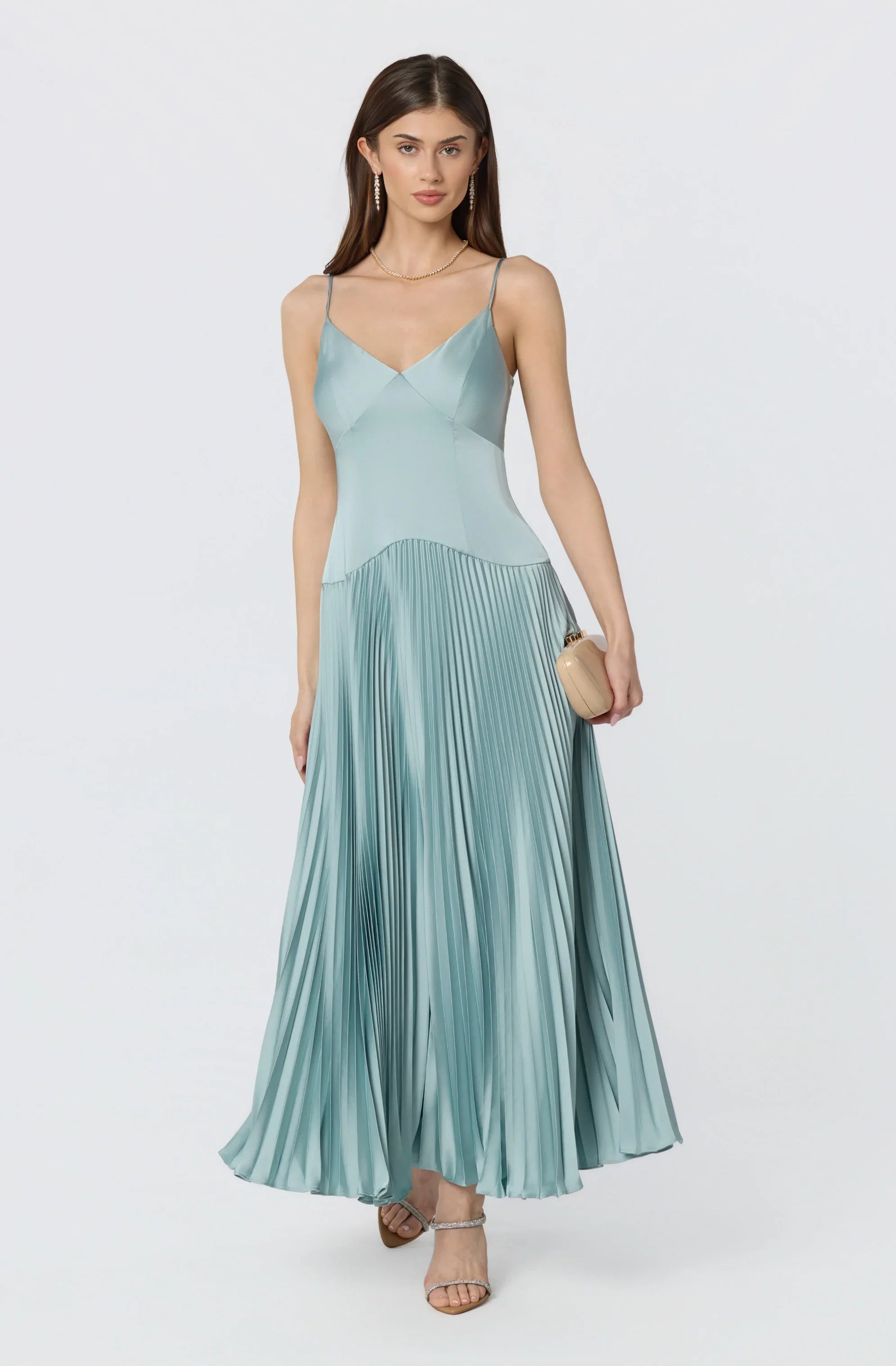 Inixyf Pleated Drop Waist Maxi Dress