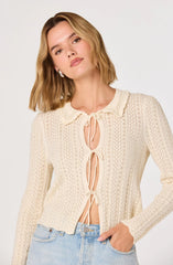 Inixyf Fannie Cable-Knit Tie-Front Cardigan