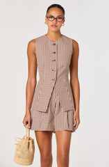 Inixyf Karan Gingham Longline Vest