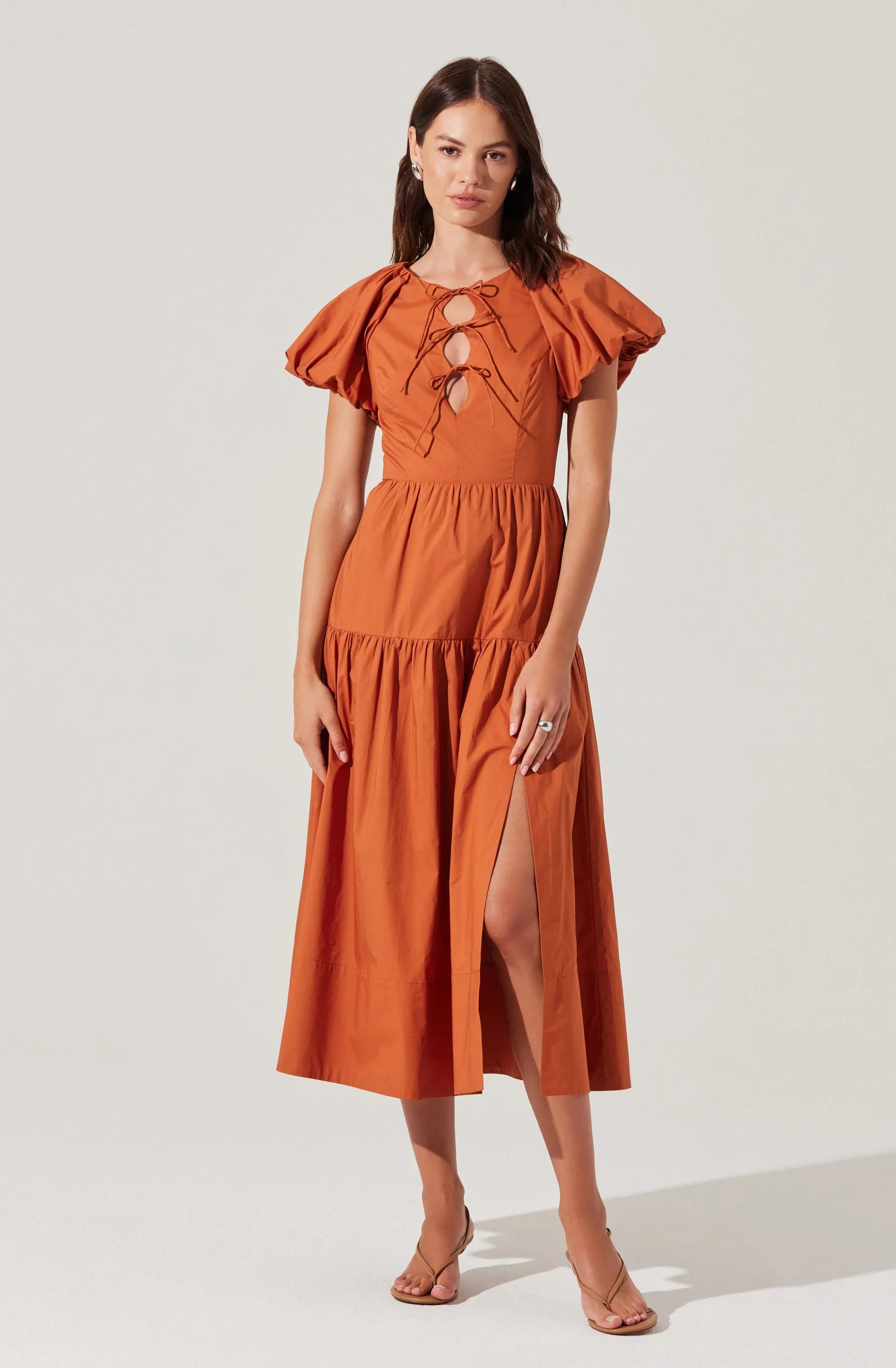 Lbruh Aine Tie-Front Midi Dress