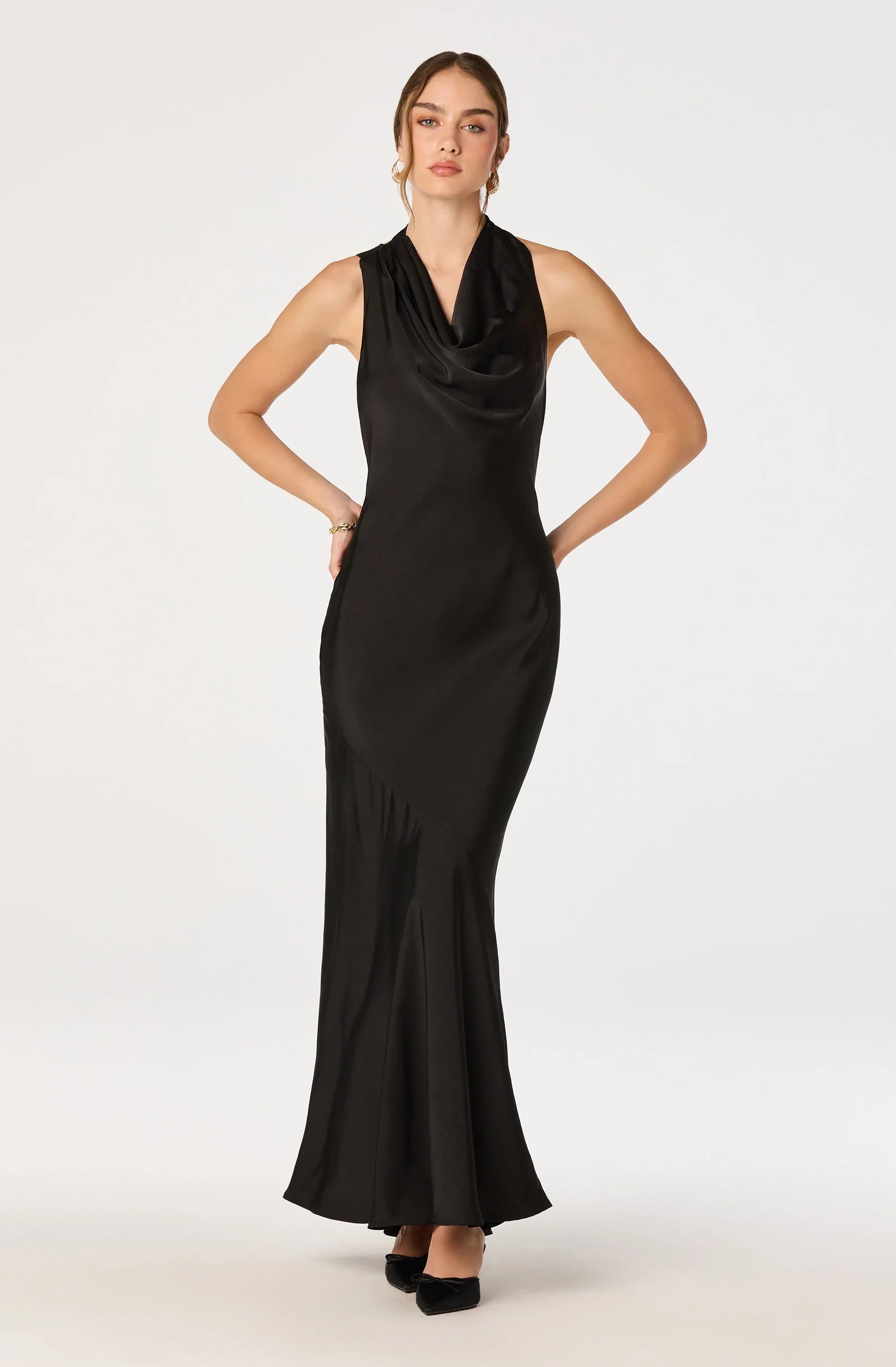 Lbruh Varya Satin Cowl Neck Maxi Dress