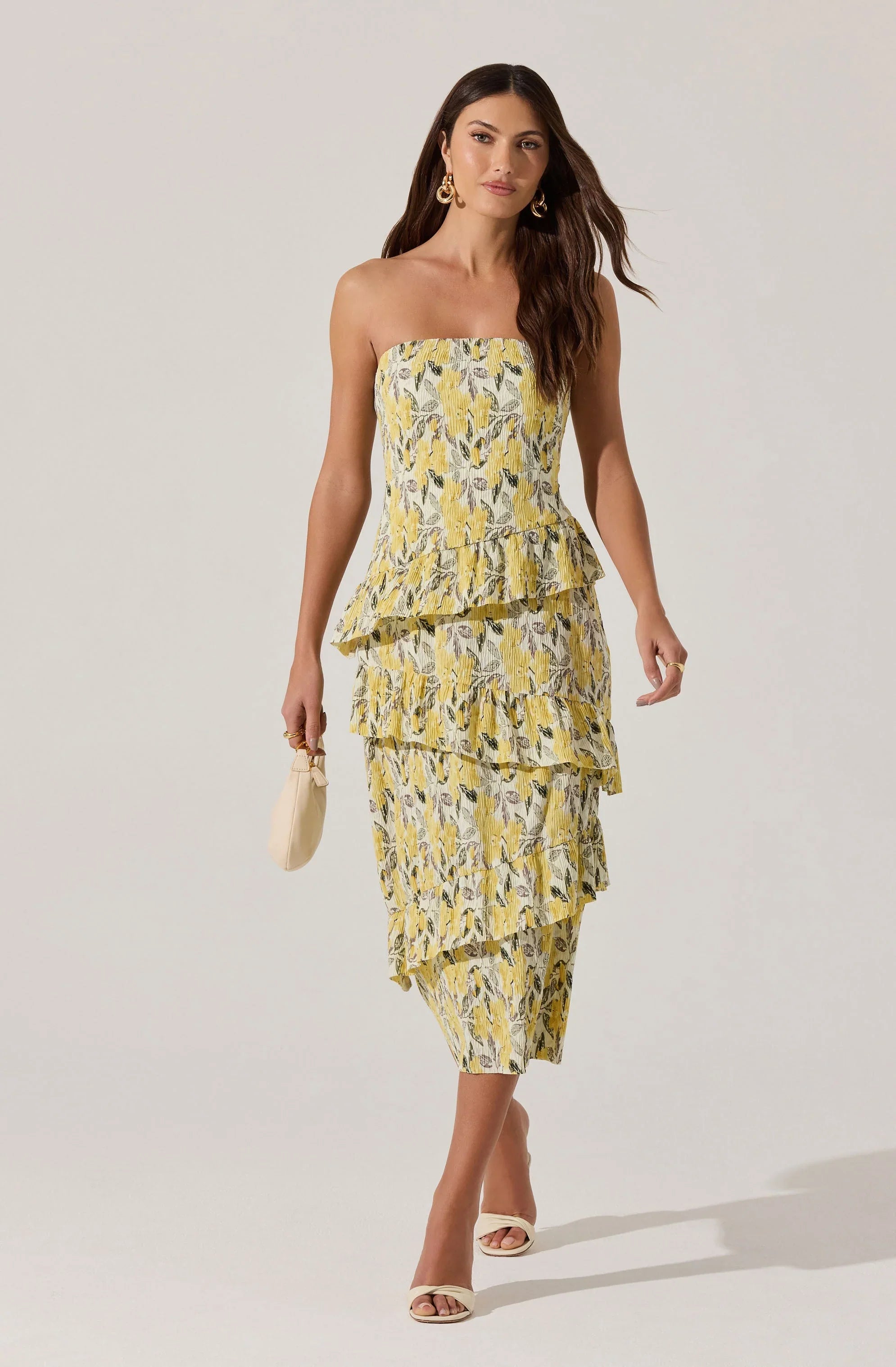Lbruh Asymmetrical Tiered Ruffle Midi Dress