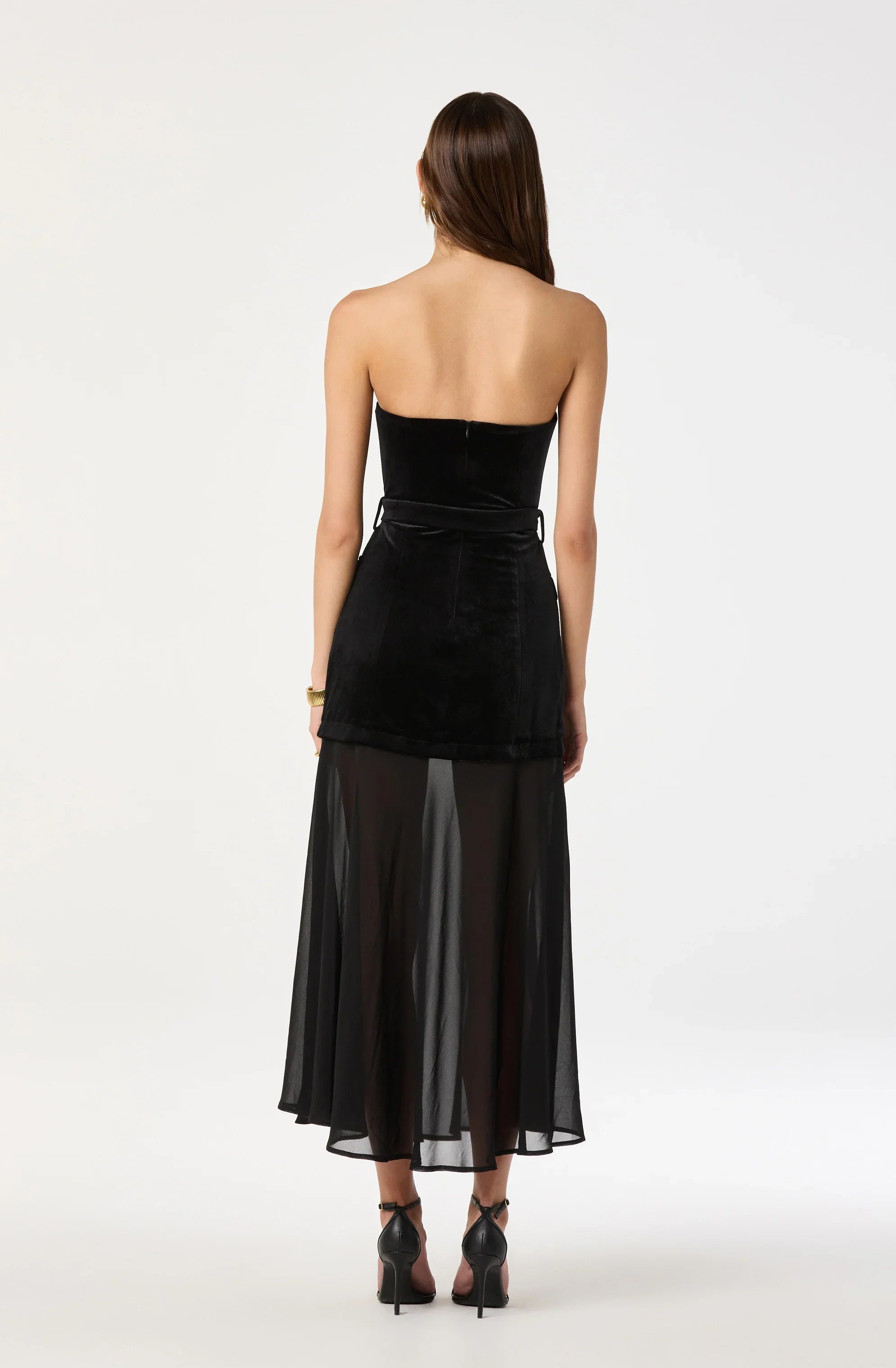 Lbruh Strapless Contrast Belted Midi Dress