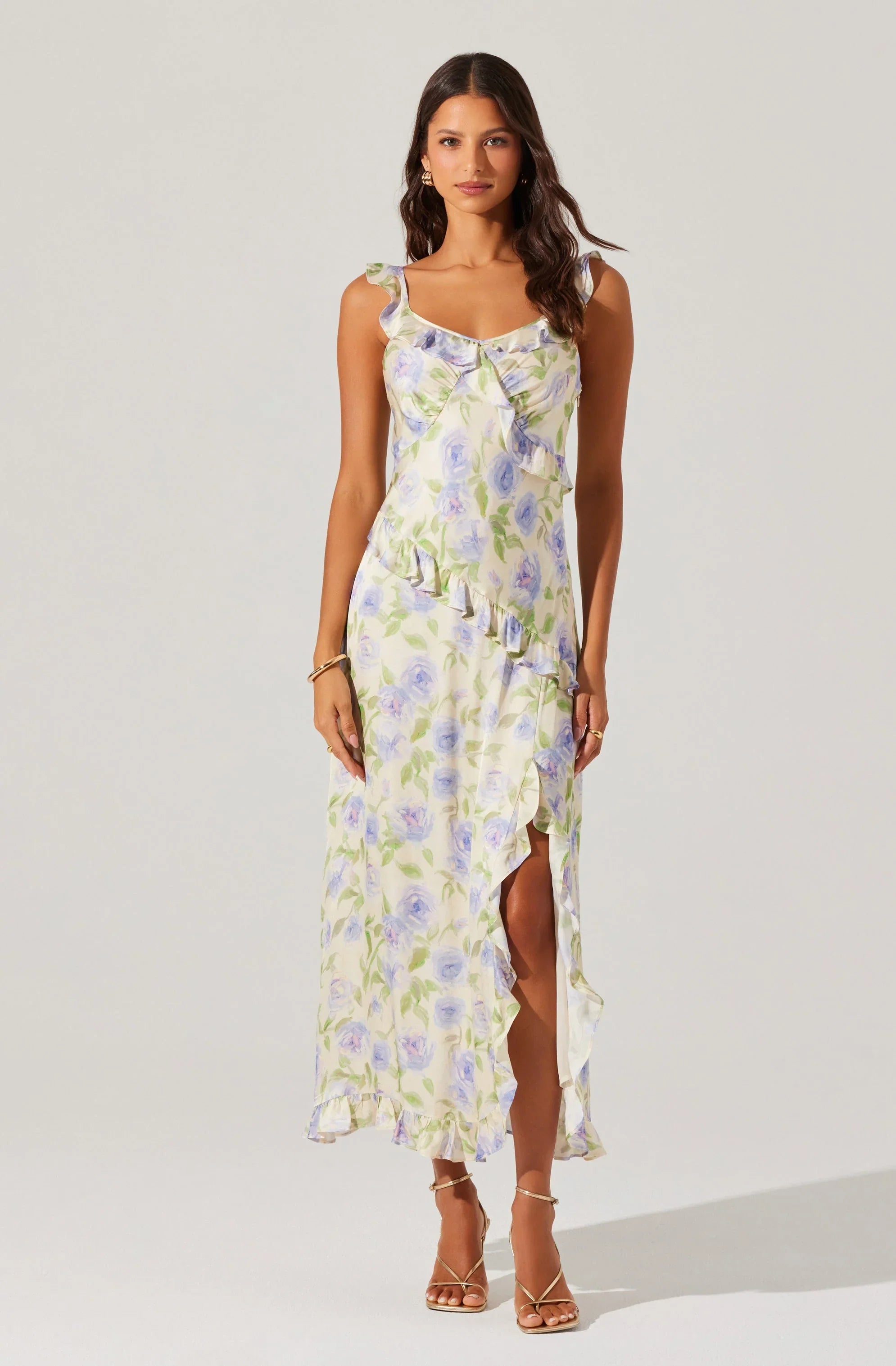 Lbruh Rosalina Satin Floral Midi Dress