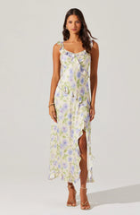 Lbruh Rosalina Satin Floral Midi Dress
