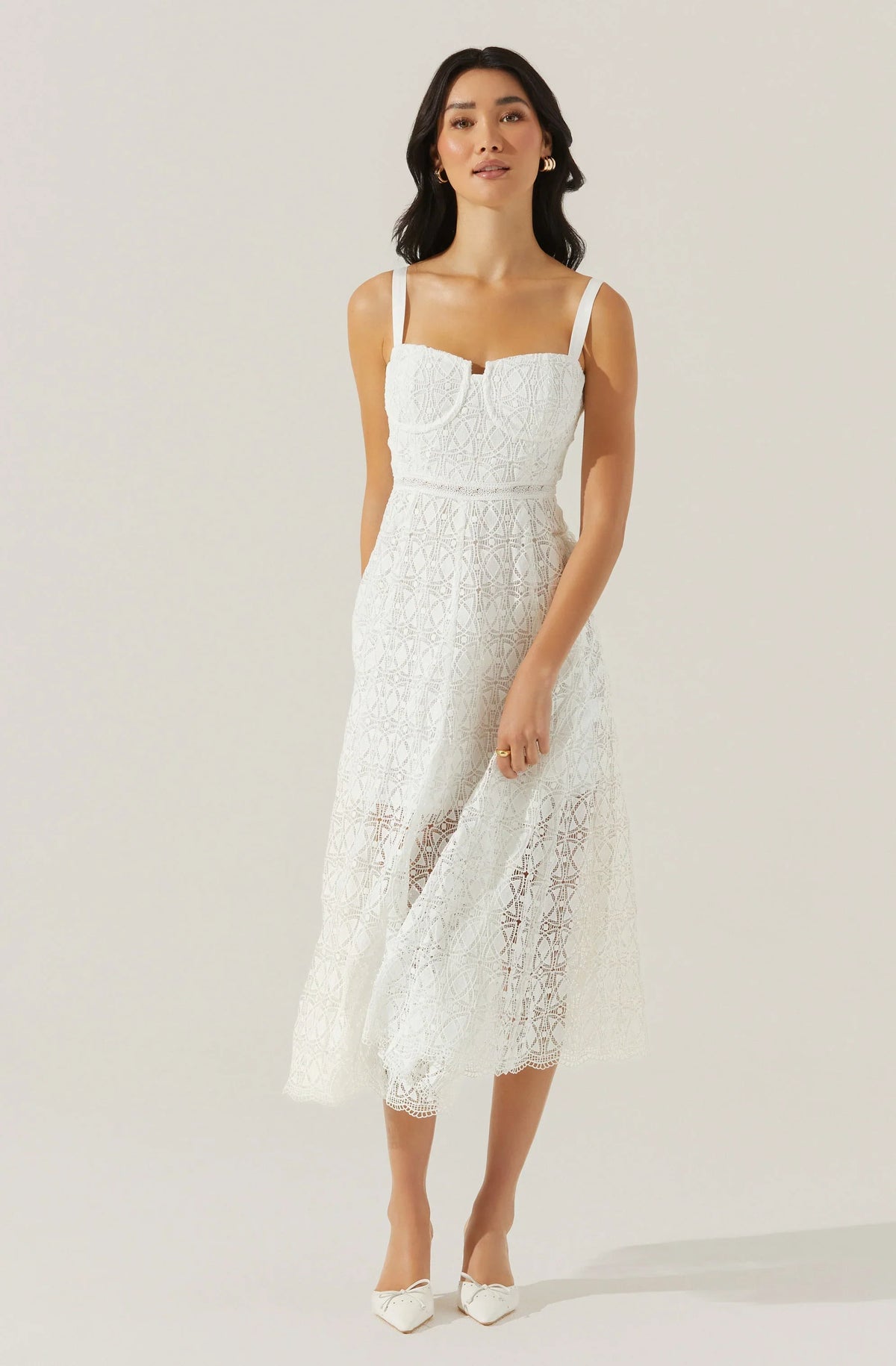 Lbruh Tenna Floral Lace Bustier Midi Dress