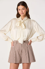 Inixyf Marbry High Neck Tie Detail Top