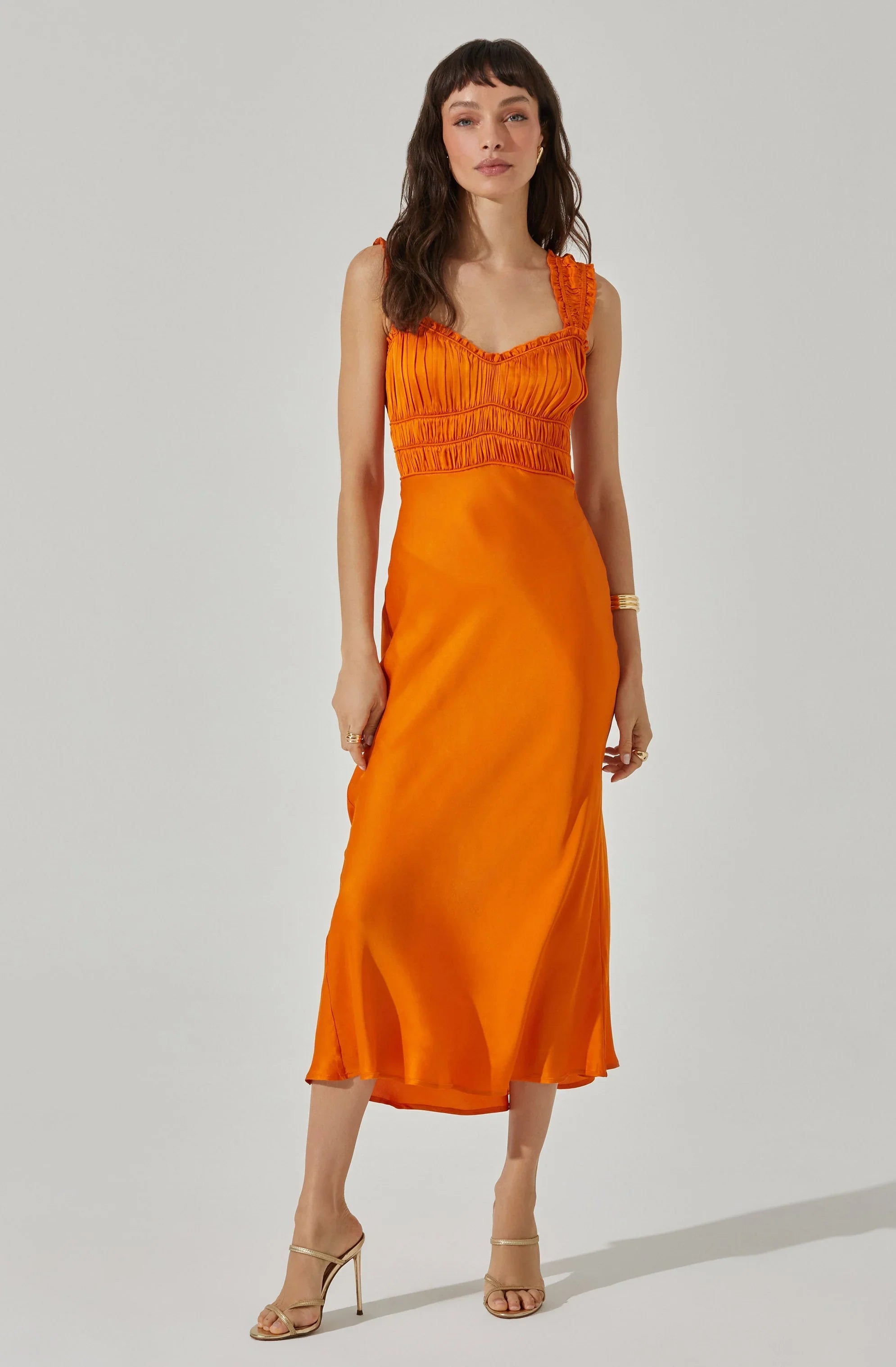 Lbruh Enola Satin Smocked Midi Dress