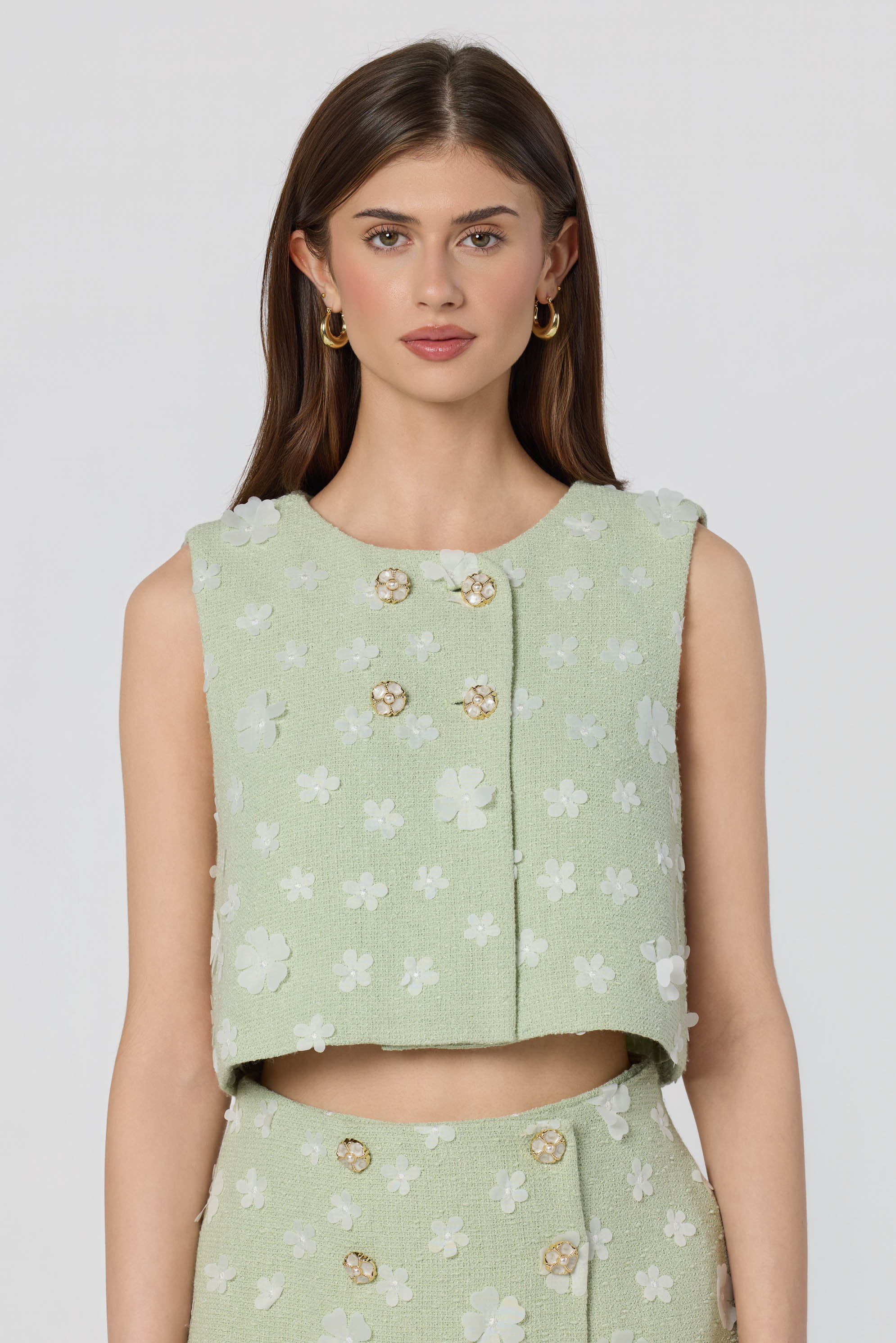 Inixyf Janell Floral Applique Cropped Vest